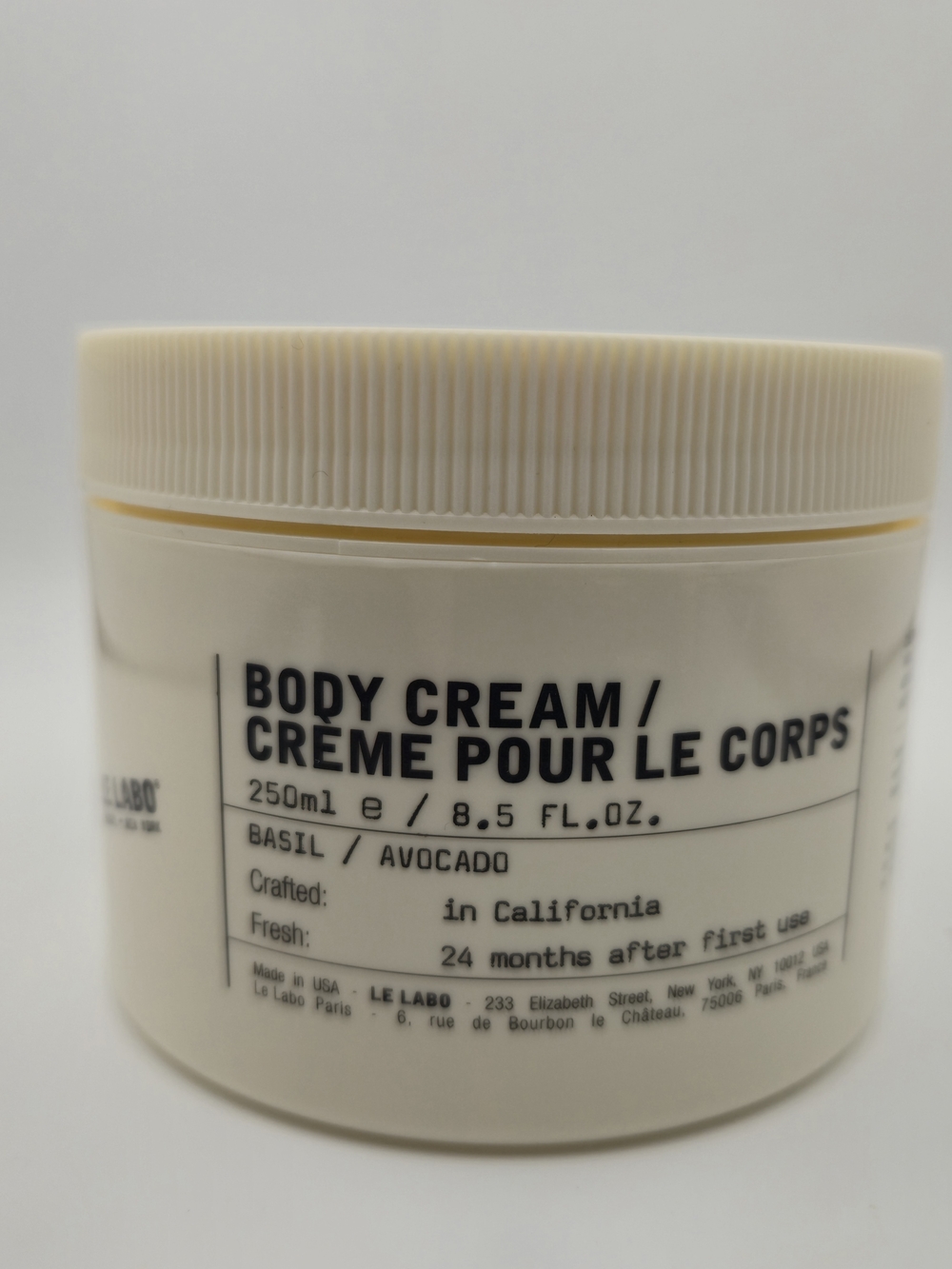Le Labo Basil/Avocado Body Cream 250ml / 8.5 fl. oz. (New, No Inner Seal)